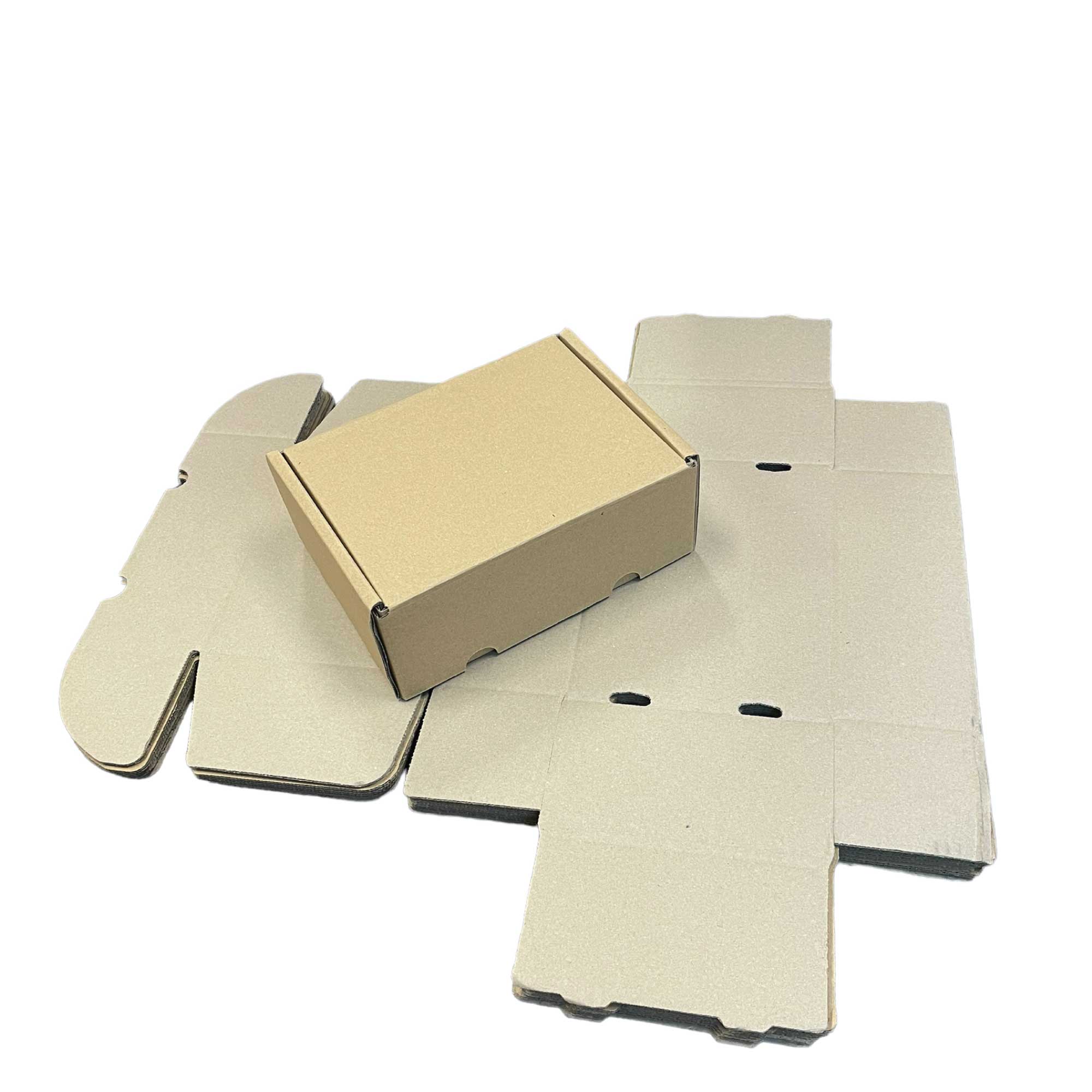 25x Die Cut Cardboard Boxes in kraft brown color, measuring 306x236x140mm, ideal for shipping and packaging.