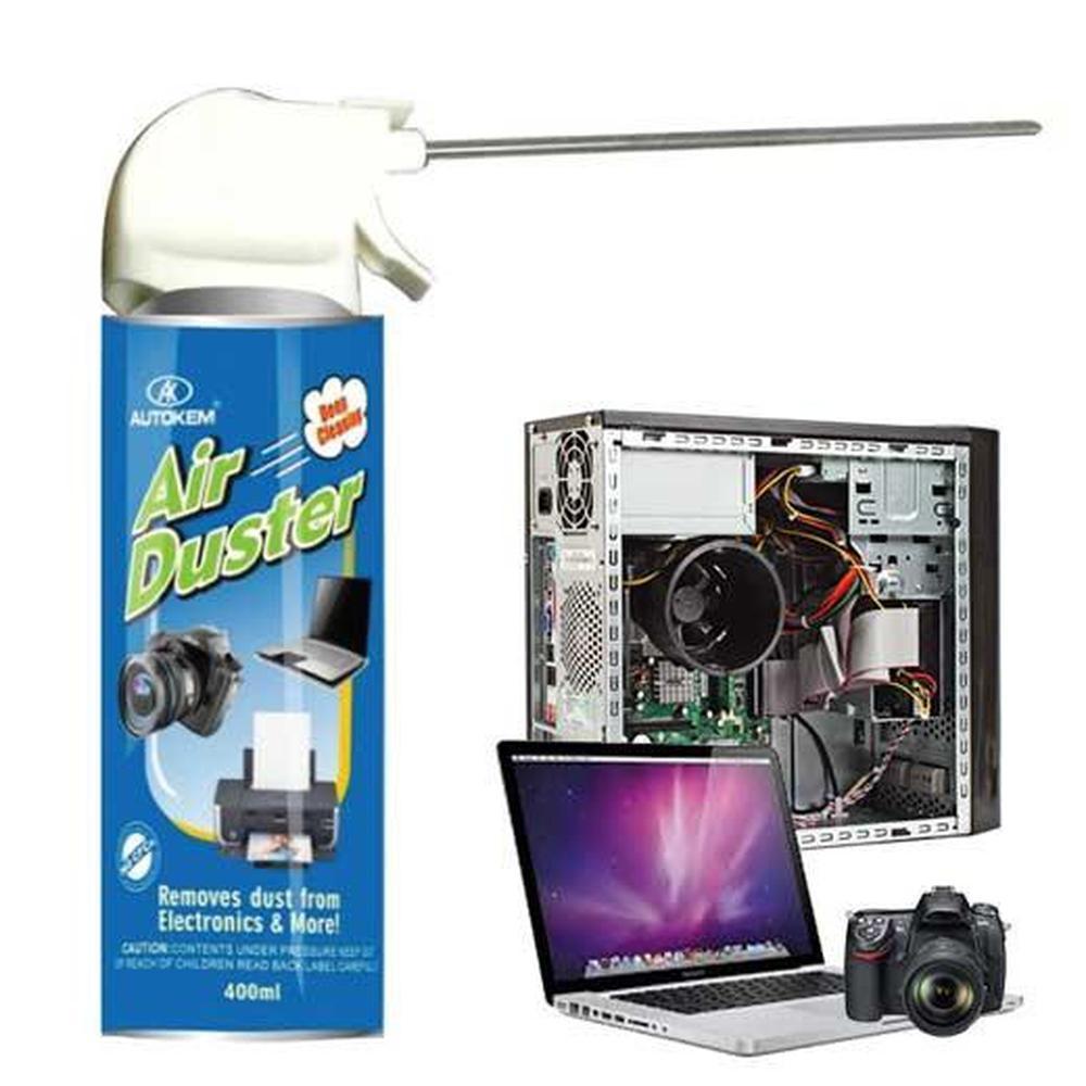 Two cans of 200g Compressed Air Duster Cleaner for electronics, featuring a removable nozzle for precise cleaning.