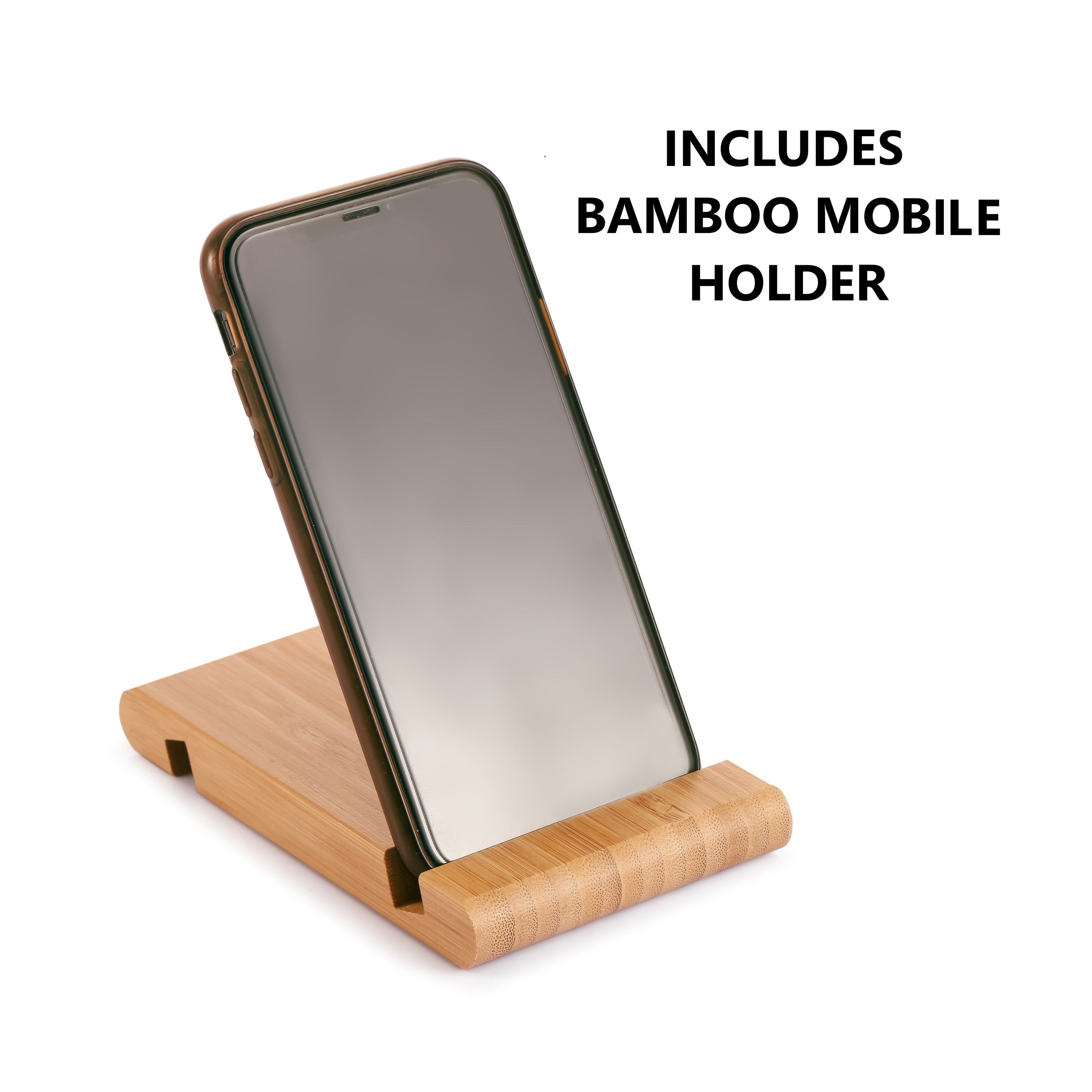 3 pieces bamboo cutting board set with juice groove and mobile holder, showcasing different sizes and a stylish design.