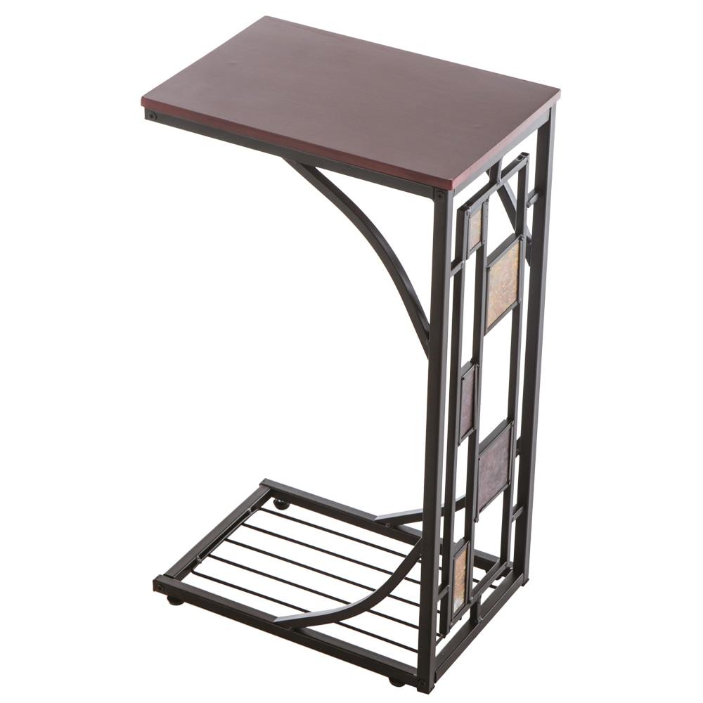 30.5x21x54CM brown iron side table with minimalist design, perfect for living rooms.