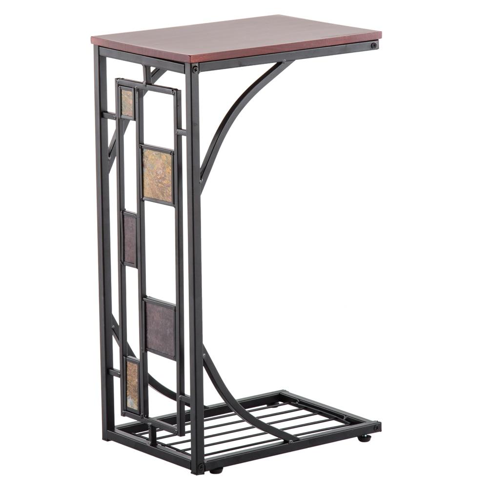 30.5x21x54CM brown iron side table with minimalist design, perfect for living rooms.