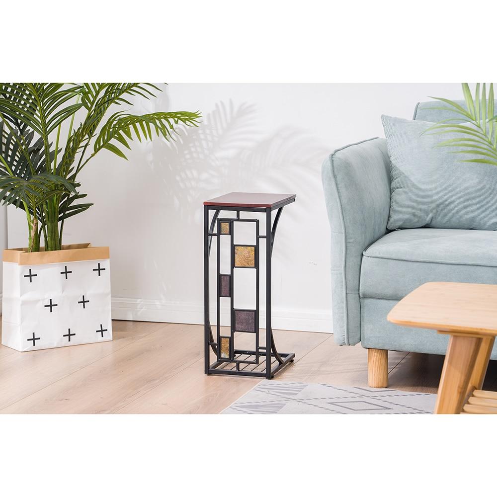 30.5x21x54CM brown iron side table with minimalist design, perfect for living rooms.