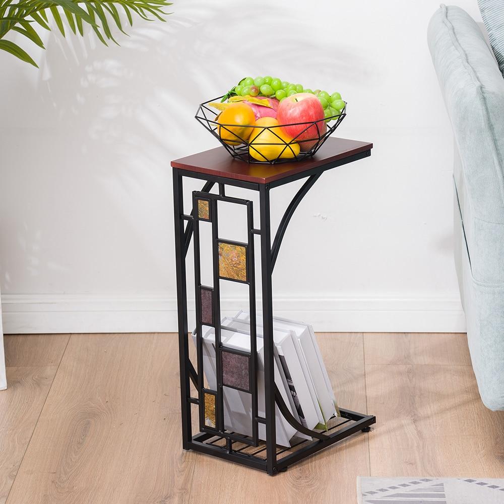 30.5x21x54CM brown iron side table with minimalist design, perfect for living rooms.