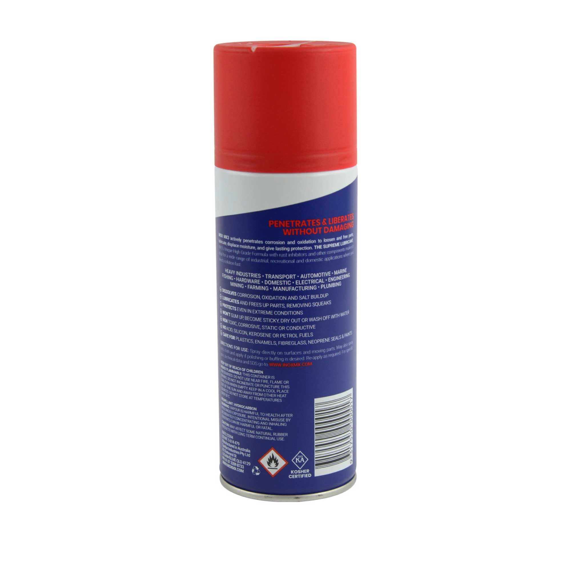 300g Inox MX3 Lubricant Spray bottle showcasing its sleek design and label, ideal for anti-rust and lubrication applications.