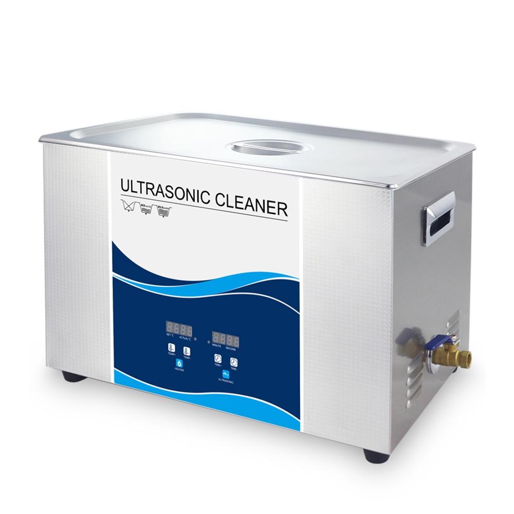 30L Digital Ultrasonic Cleaner with stainless steel tank and control panel, designed for cleaning jewelry and delicate items using ultrasonic waves.