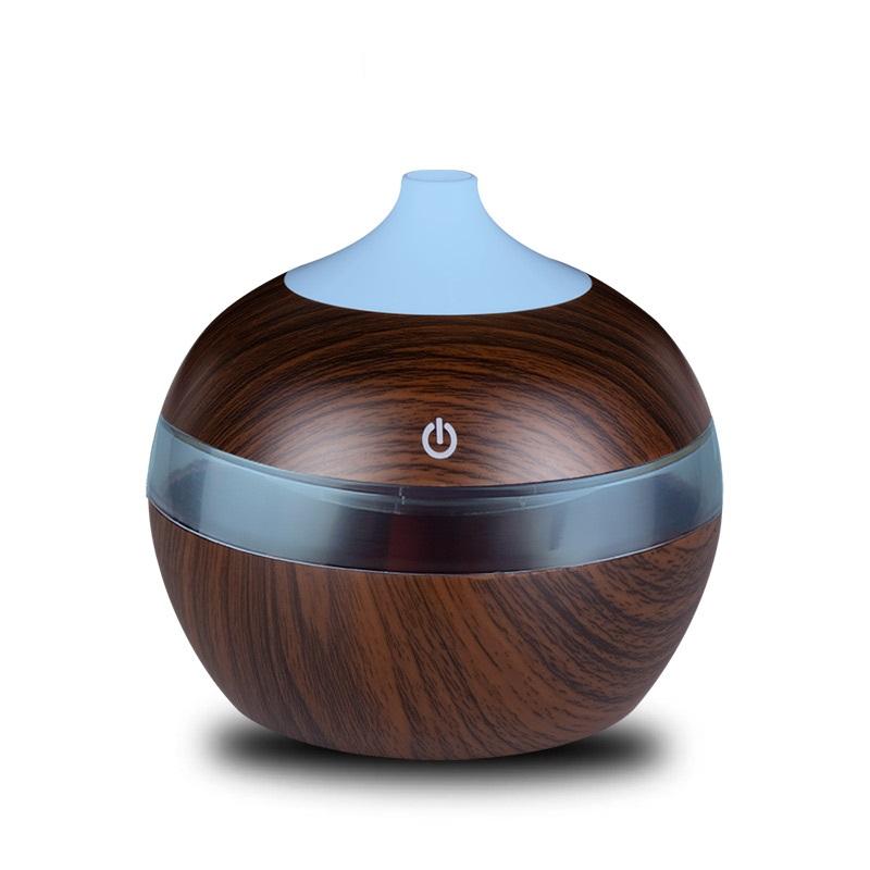 300ML USB Aroma Essential Oil Diffuser in black, featuring ultrasonic technology and 7 color LED lights, perfect for home use.