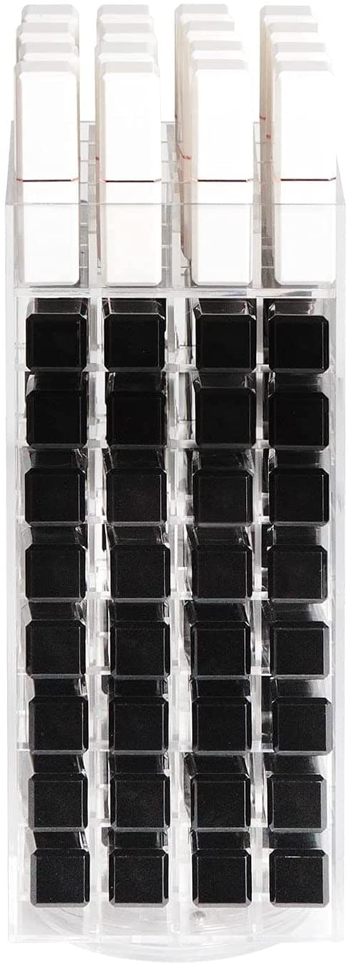 360 Rotating Lipstick Clear Acrylic Display Rack with 80 compartments, showcasing a stylish and organized lipstick collection.