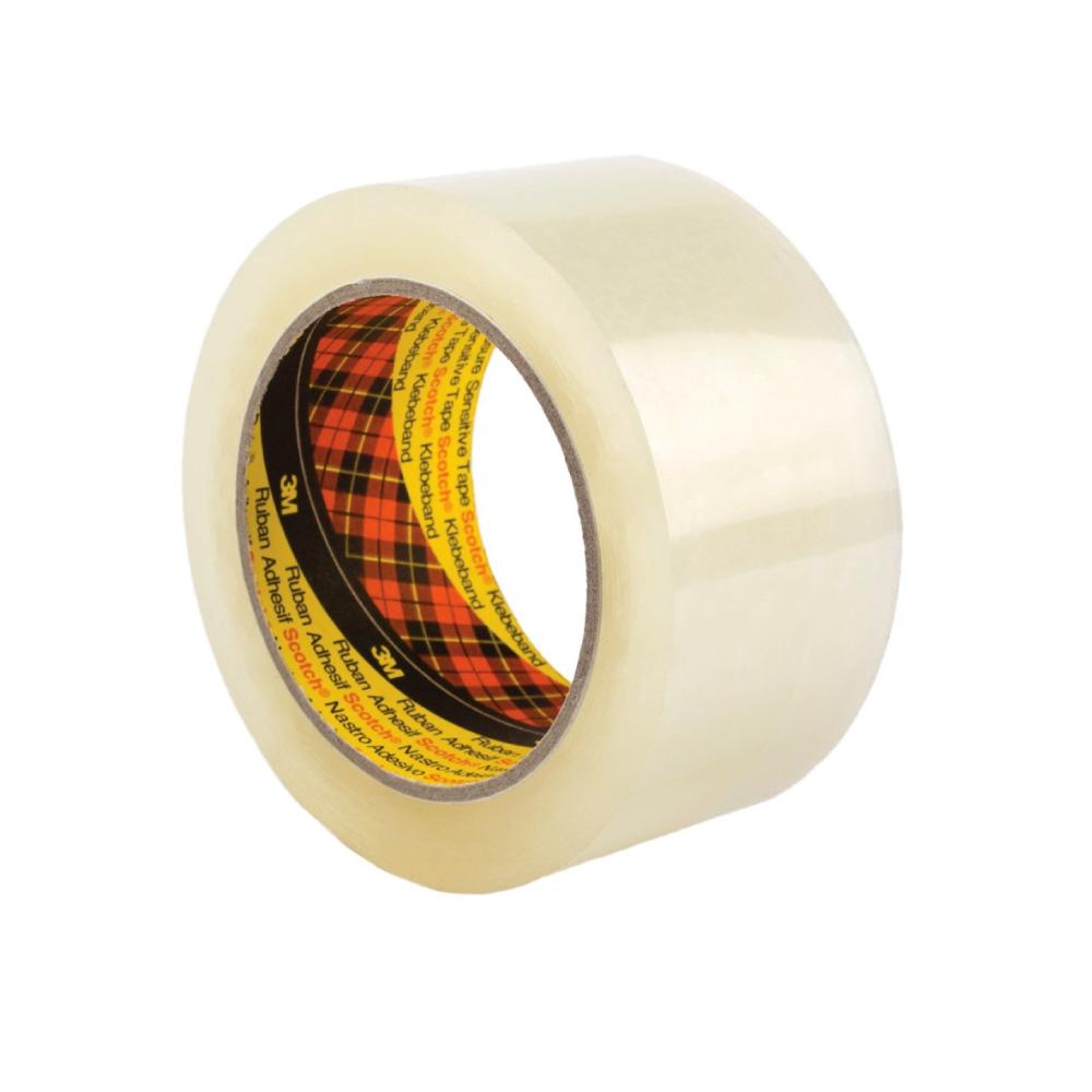 36 rolls of 3M Scotch Clear Packaging Tape 370, 48mm wide and 75m long, ideal for packing and sealing boxes securely.