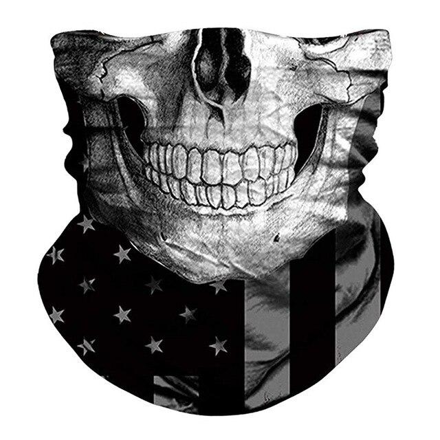 3D Camouflage Skull Bandana Buffs Neck Gaiter in outdoor setting, showcasing its stylish design and versatility.