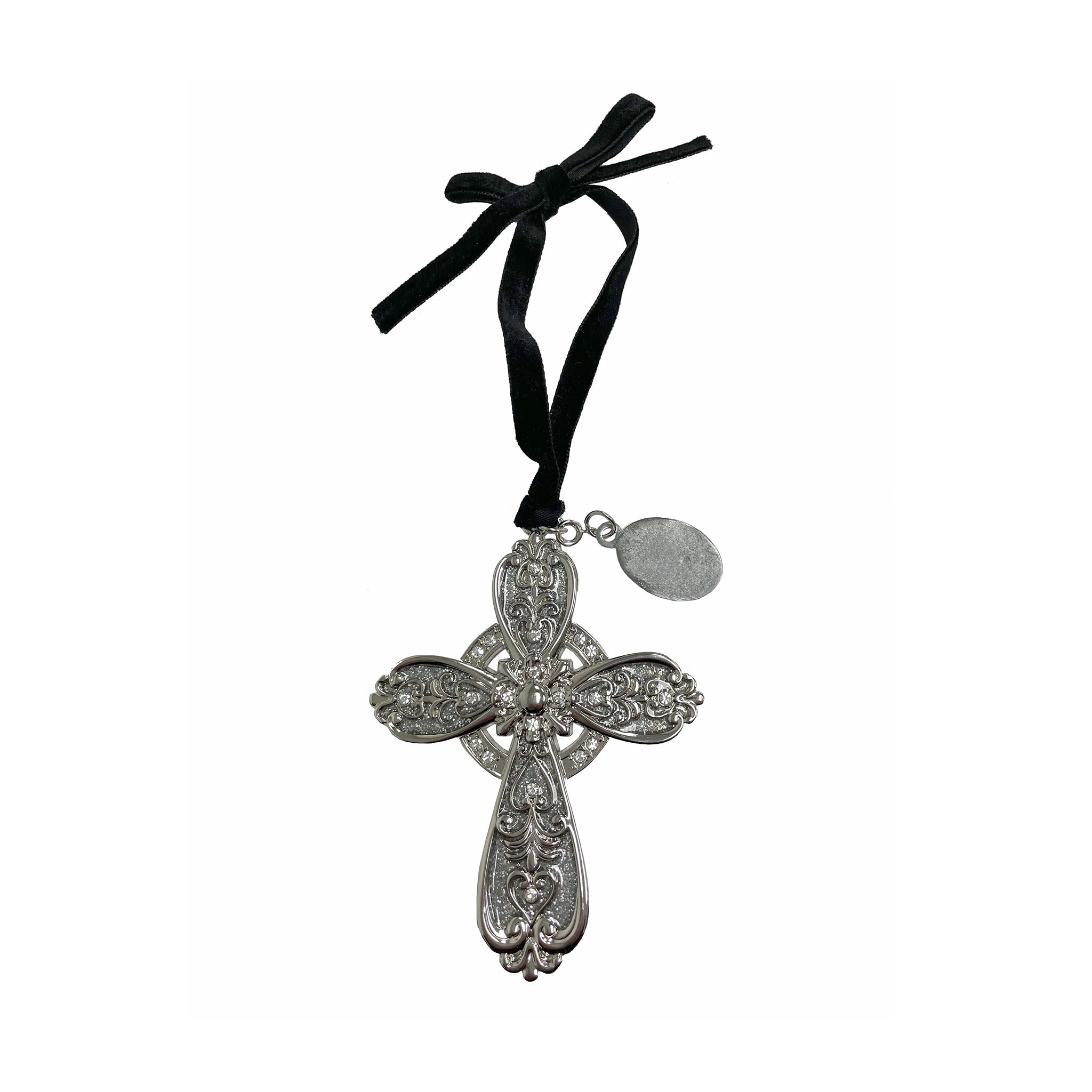 A beautifully crafted 3D Cross Ornament with an engraving tag, showcasing intricate details and elegant design, perfect for holiday decor.