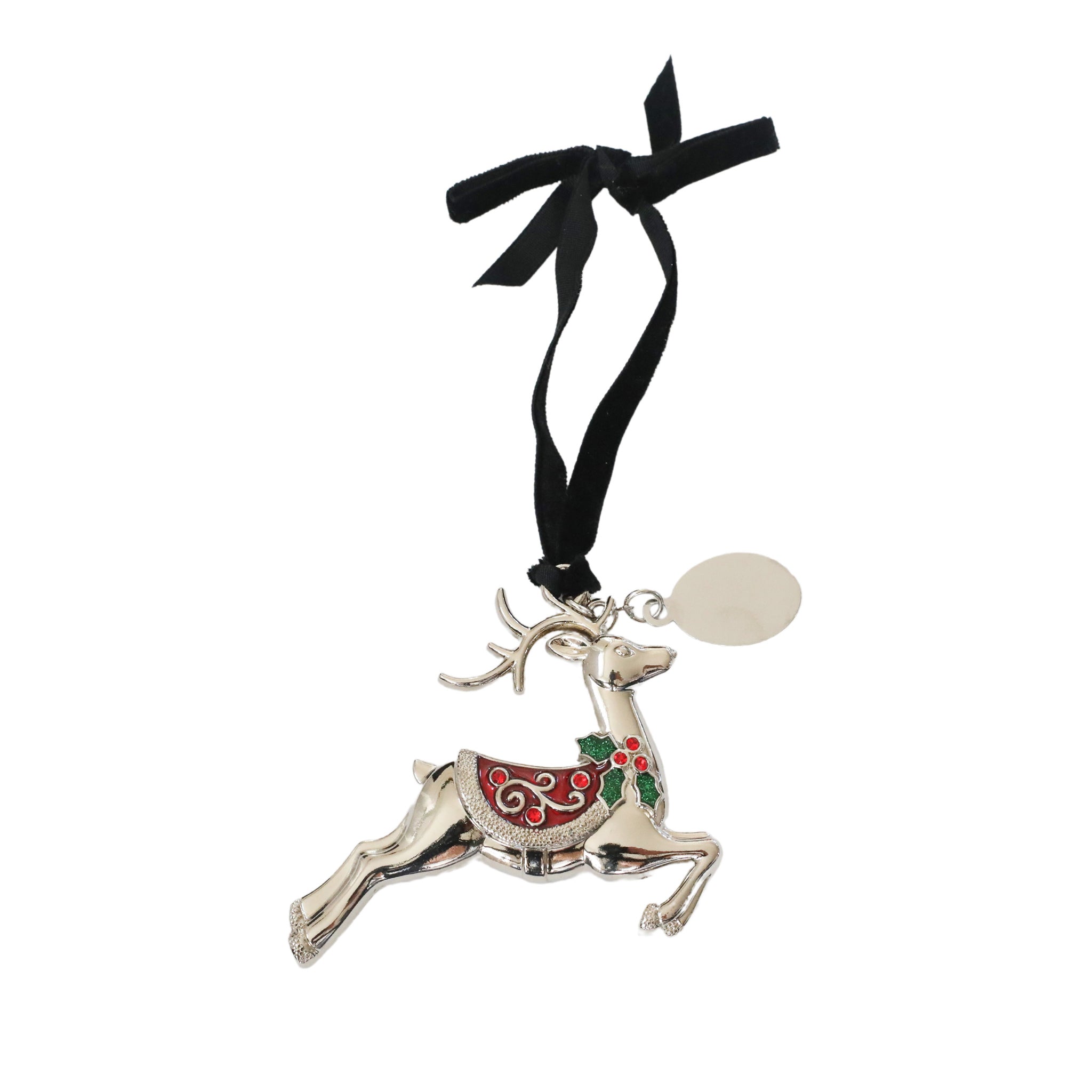 A beautifully crafted 3D reindeer ornament with an engraving tag, perfect for holiday decor.