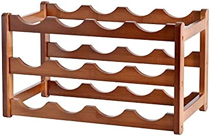 3-layer bamboo wine storage rack holding 12 bottles, showcasing its elegant design and sturdy construction.