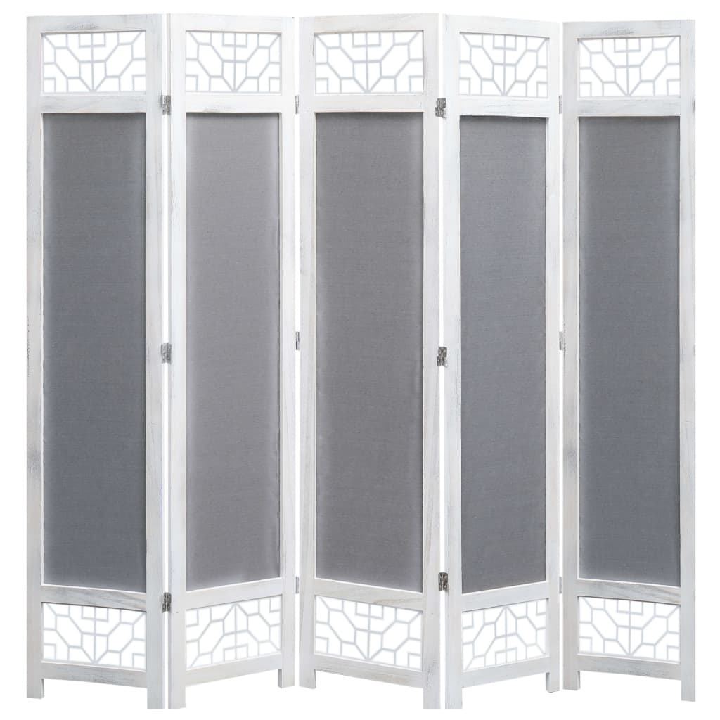 Five-panel decorative folding room divider.