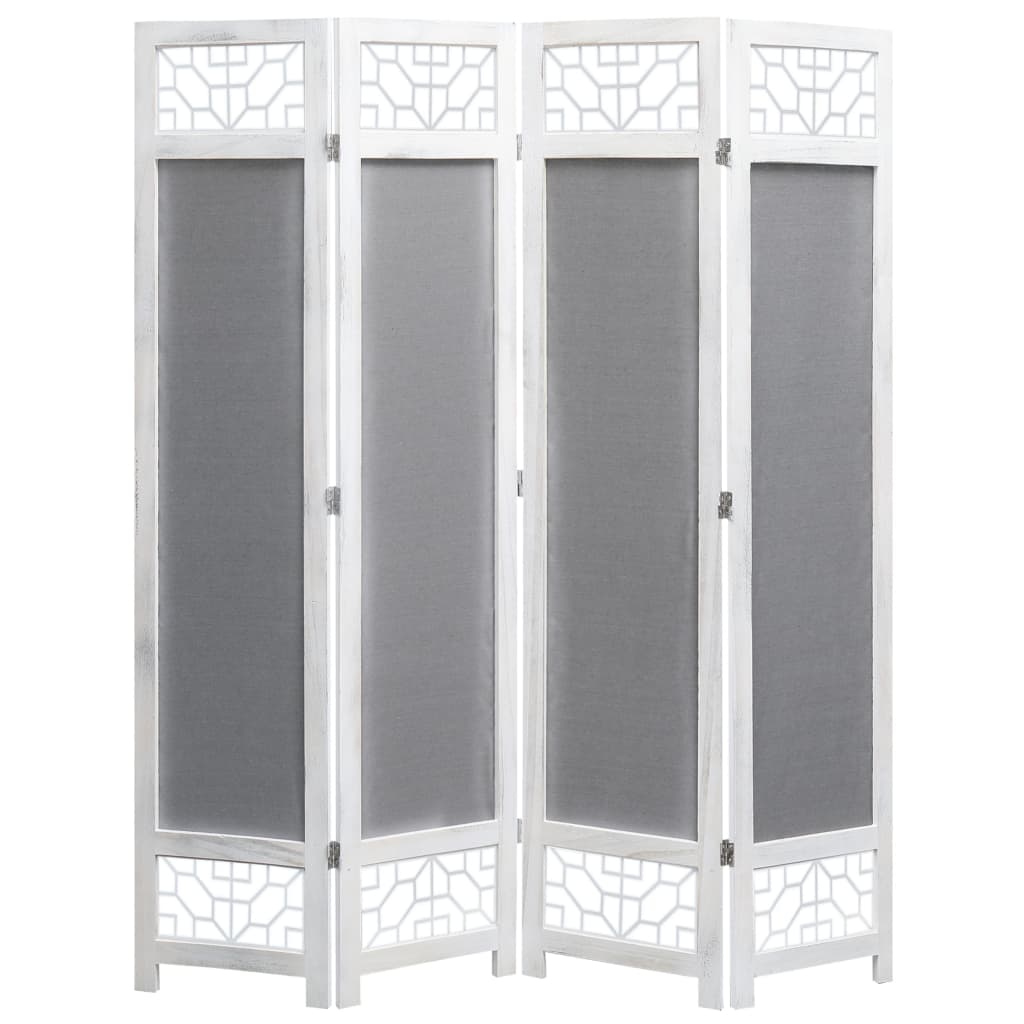 Four-panel decorative room divider.