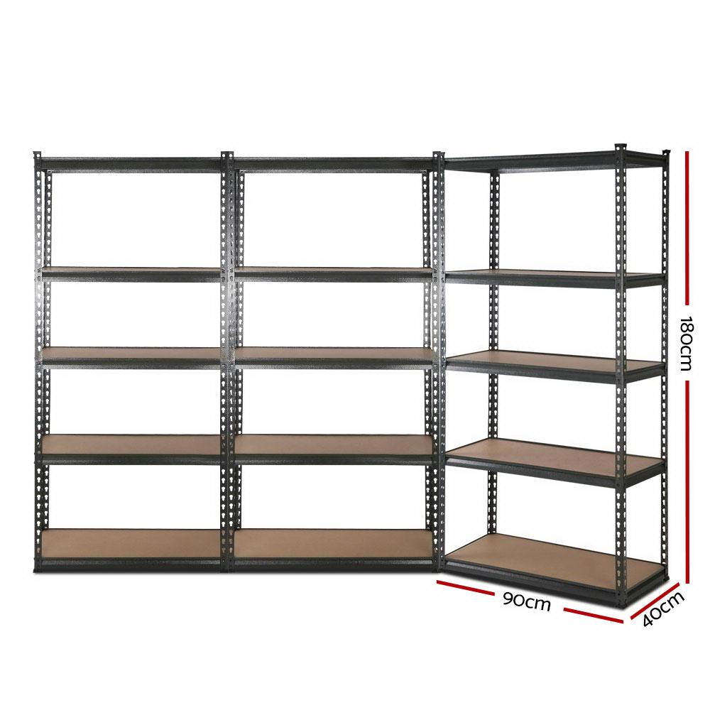 5-shelves steel warehouse shelving unit with adjustable height and rust-resistant finish, ideal for garage storage.