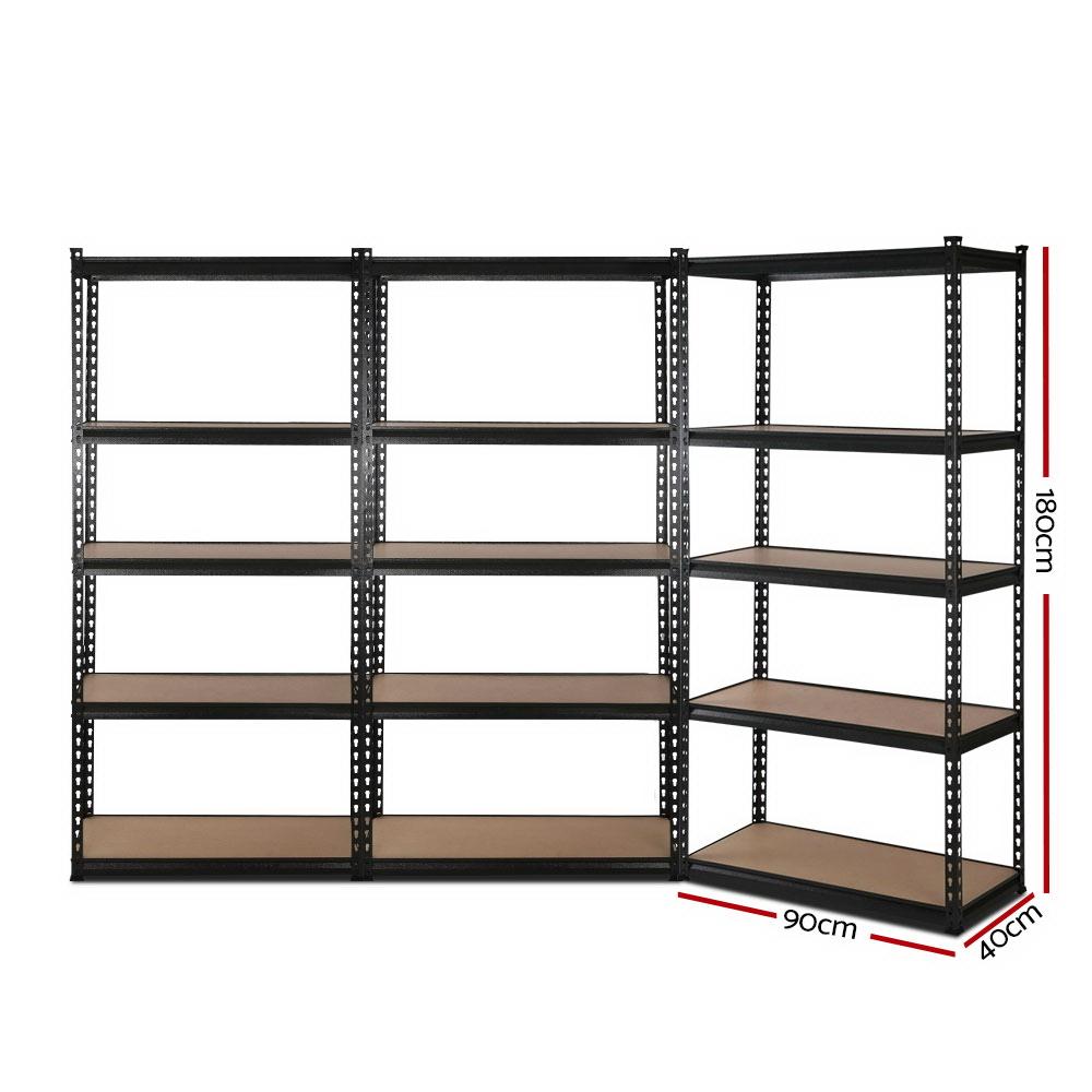 5-shelves steel warehouse shelving unit with adjustable height and rust-resistant finish, designed for heavy-duty storage.