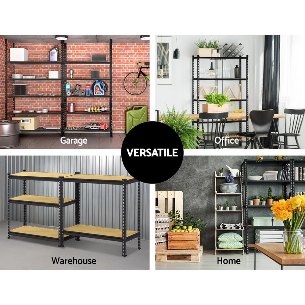 5-shelves steel warehouse shelving unit with adjustable height and rust-resistant finish, designed for heavy-duty storage.