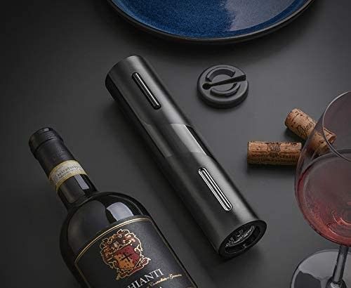 4 in 1 Electric wine opener set with USB charging, including corkscrew, foil cutter, pourer, and vacuum stopper.