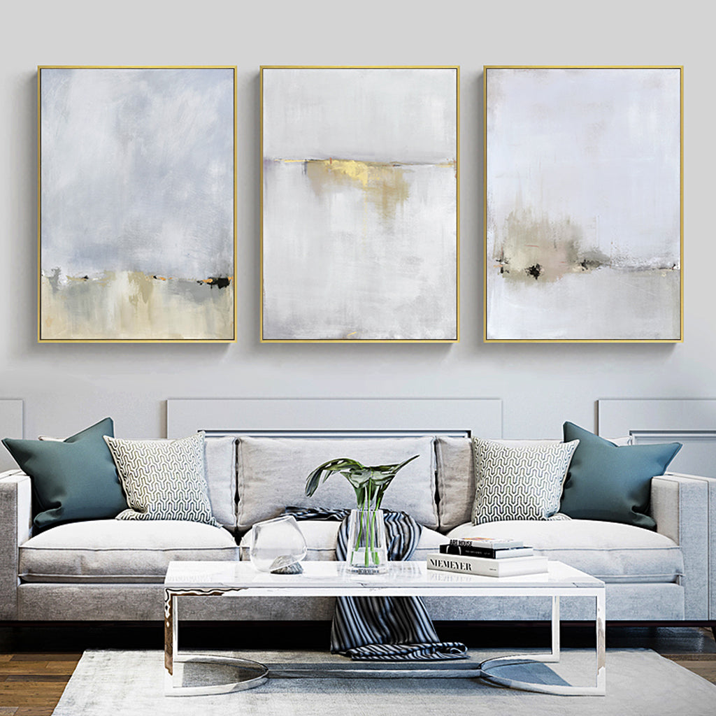 40cmx60cm Abstract canvas wall art featuring gold and white colors in a stylish frame, perfect for home decor.