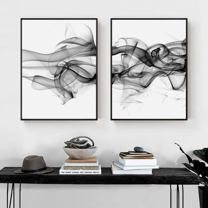 Stylish Abstract Black Canvas Wall Art framed in black, showcasing modern design and premium quality, perfect for home decor.