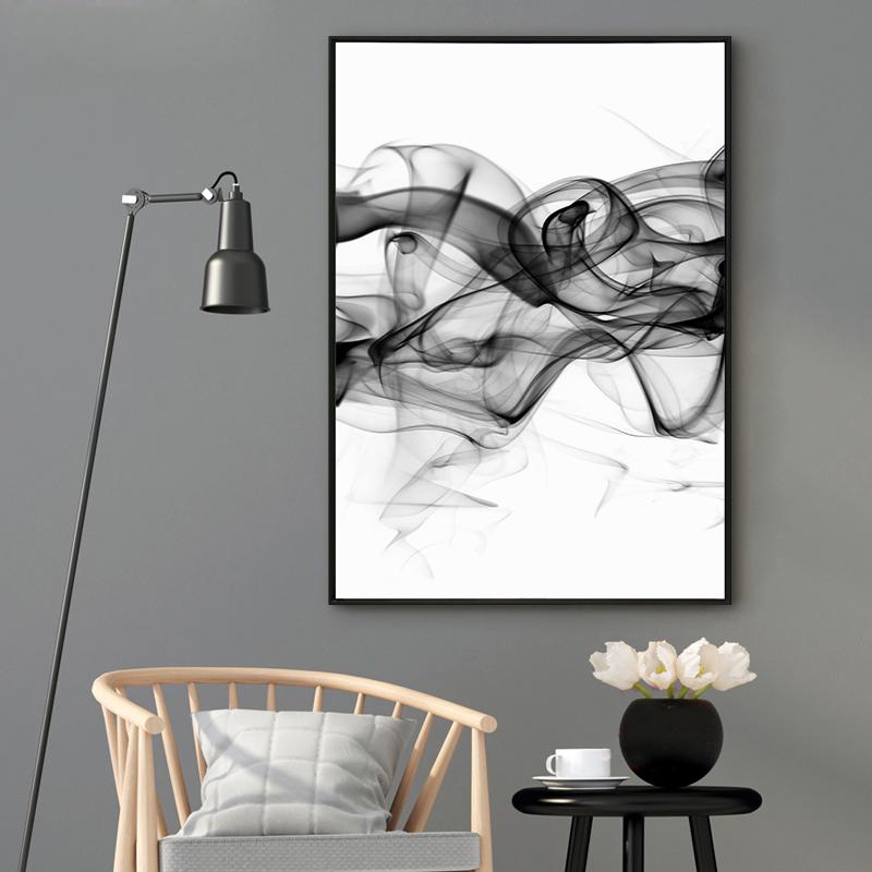 Stylish Abstract Black Canvas Wall Art framed in black, showcasing modern design and premium quality, perfect for home decor.