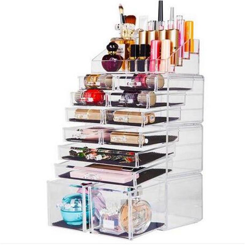 4Pcs/Set Plastic Cosmetics Storage Rack in transparent design, perfect for organizing cosmetics and tools.