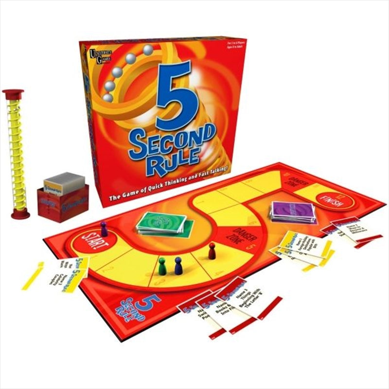 5 Second Rule Board Game box featuring colorful design and game components.