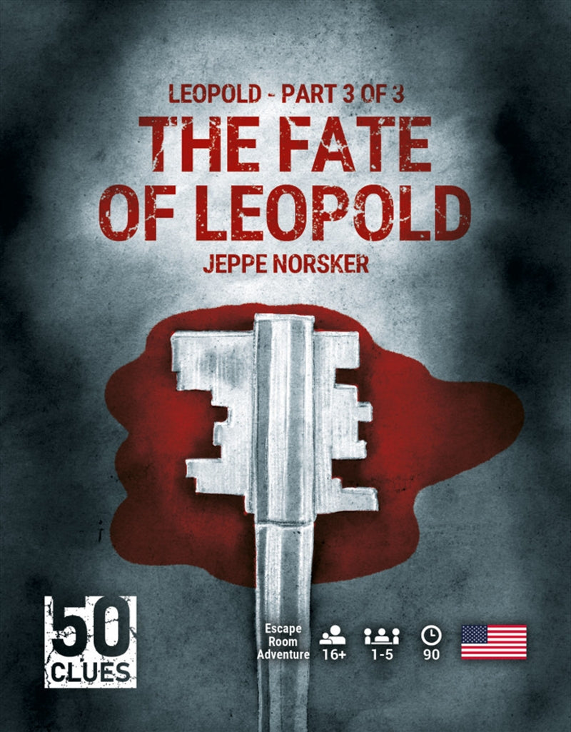 Cover image of 50 Clues - The Fate of Leopold featuring Maria confronting Leopold in a dark, mysterious setting.