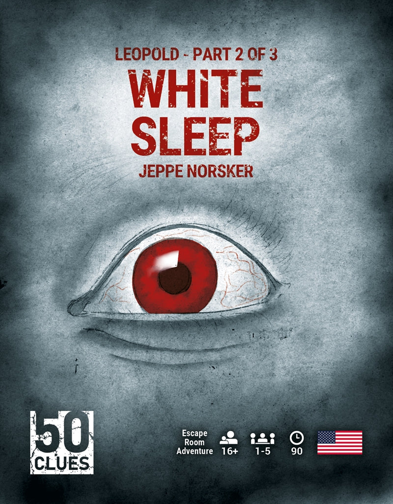 Cover image of 50 Clues - White Sleep featuring Maria and her son in a suspenseful escape room setting.