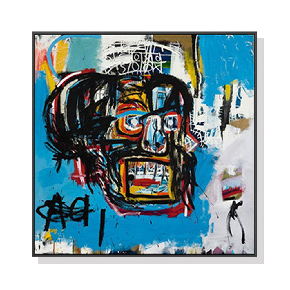 50cmx50cm Blue Head Canvas Wall Art with a black floating frame, showcasing vibrant colors and premium quality.