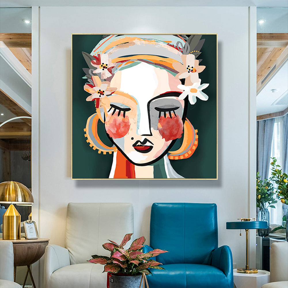 50cmx50cm Sophie II Gold Frame Canvas Wall Art featuring a stunning design, gallery wrapped and ready to hang.