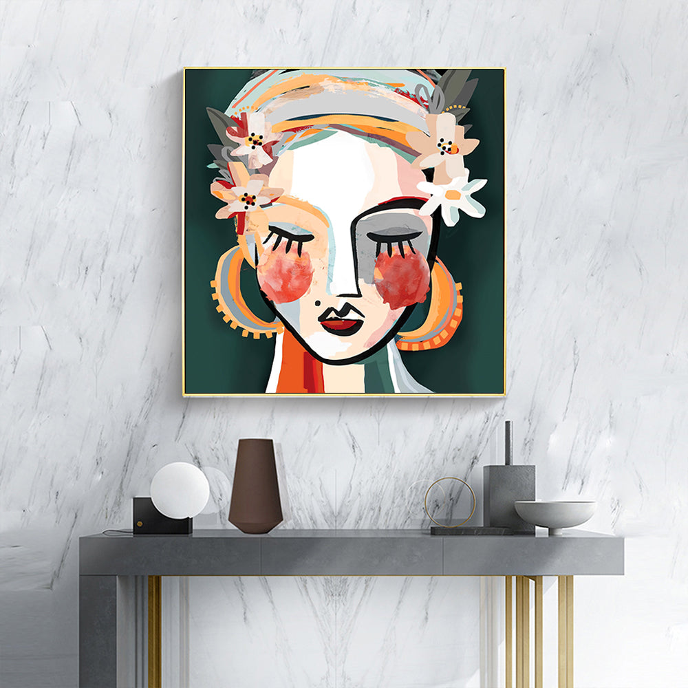 50cmx50cm Sophie II Gold Frame Canvas Wall Art featuring a stunning design, gallery wrapped and ready to hang.