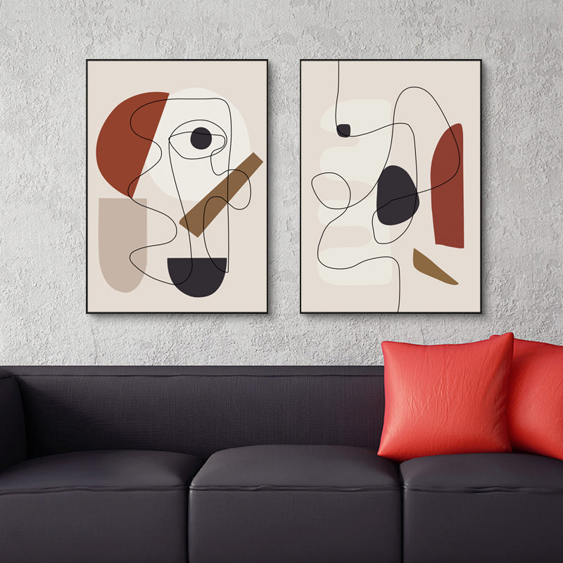 50cmx70cm Abstract Line Art by Picasso in a black frame, showcasing elegant lines and curves on premium canvas.