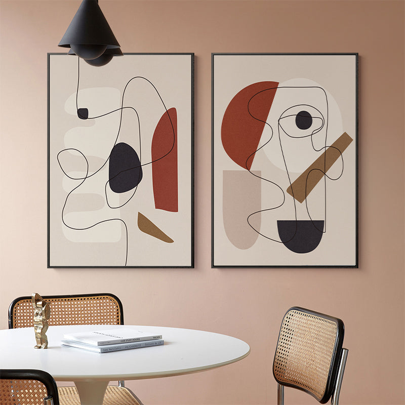 50cmx70cm Abstract Line Art by Picasso in a black frame, showcasing elegant lines and curves on premium canvas.