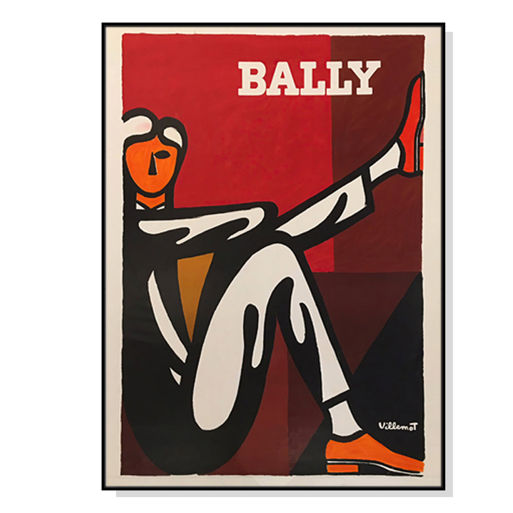 50cmx70cm Bally Man canvas wall art in a black frame, showcasing vibrant colors and a floating effect.