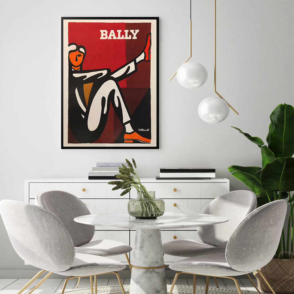 50cmx70cm Bally Man canvas wall art in a black frame, showcasing vibrant colors and a floating effect.