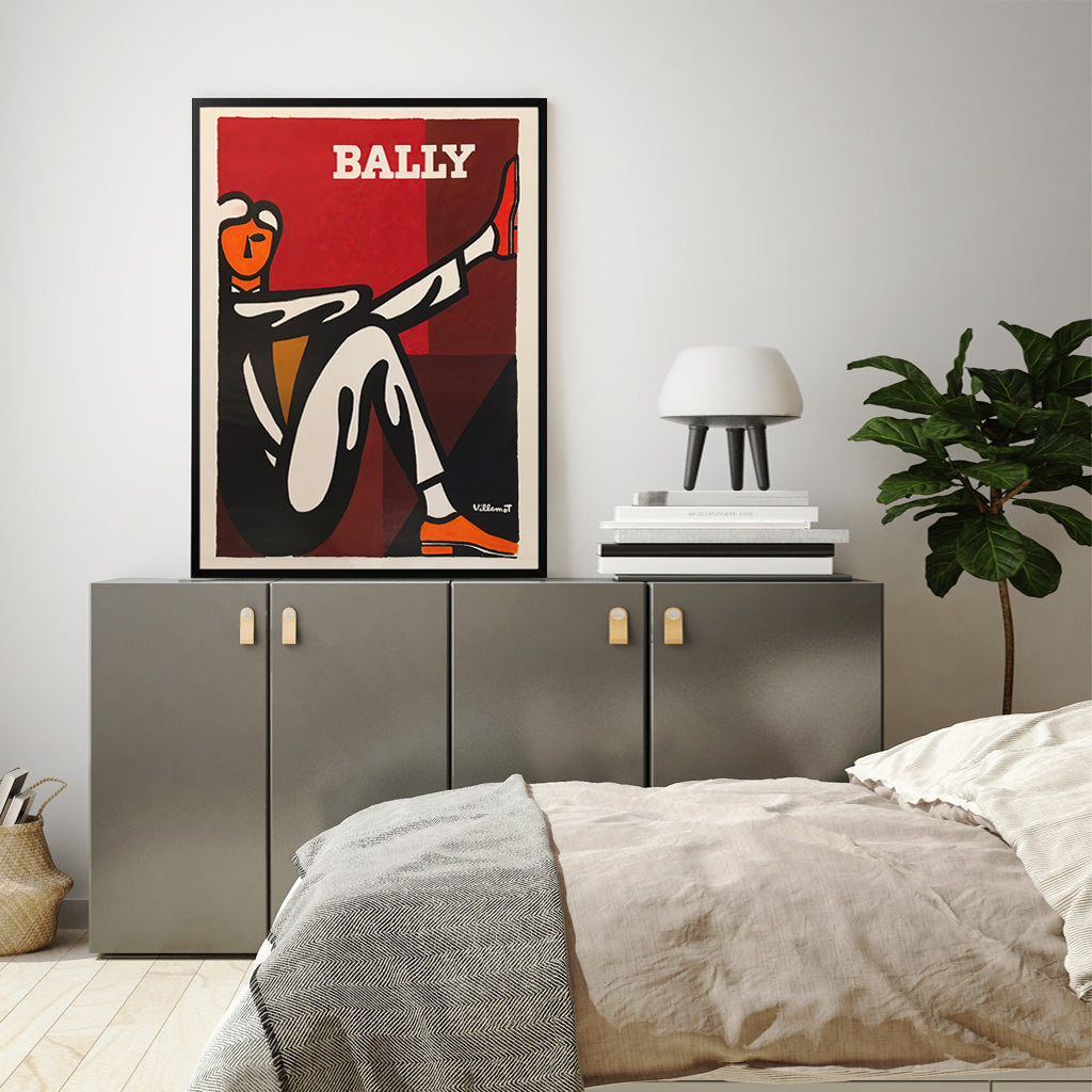 50cmx70cm Bally Man canvas wall art in a black frame, showcasing vibrant colors and a floating effect.