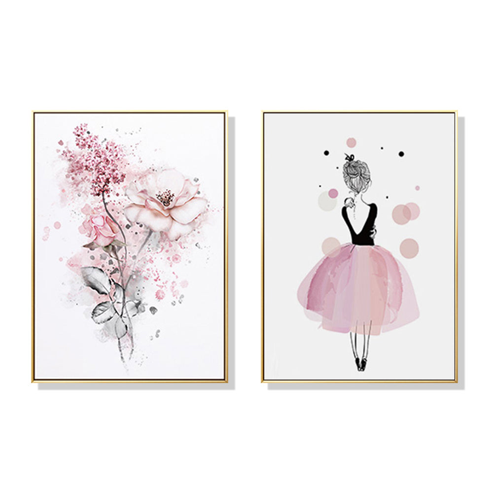 50cmx70cm canvas wall art featuring a dancing ballerina in Paris, framed in an elegant gold frame.