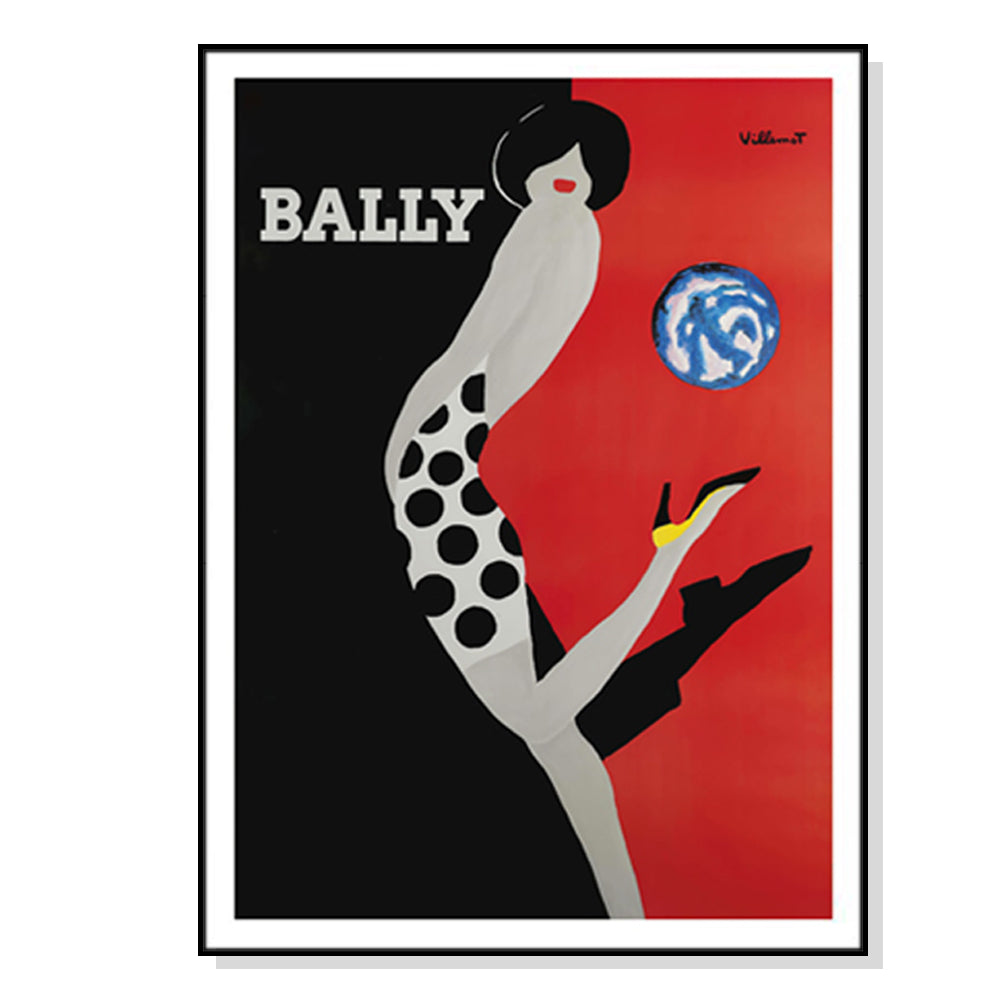 50cmx70cm Fashion Bally Black Frame Canvas Wall Art showcasing a modern design with a black frame, perfect for home decor.