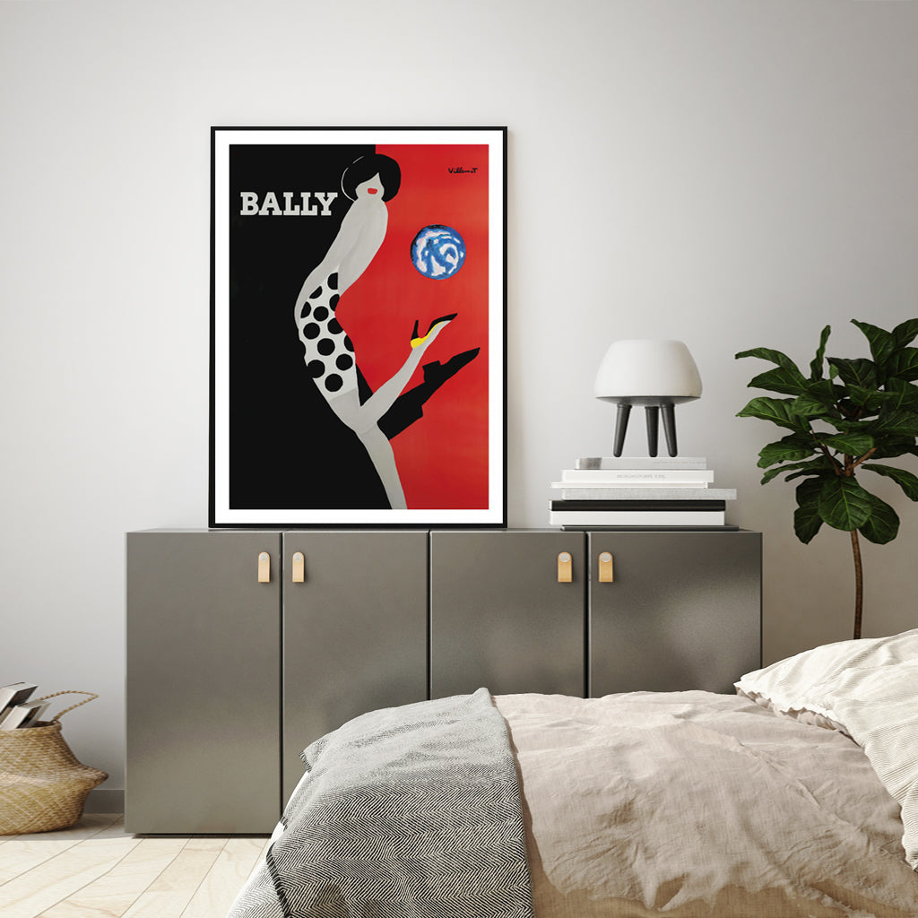 50cmx70cm Fashion Bally Black Frame Canvas Wall Art showcasing a modern design with a black frame, perfect for home decor.