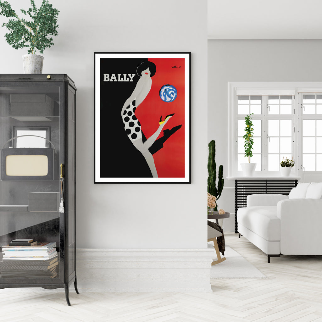 50cmx70cm Fashion Bally Black Frame Canvas Wall Art showcasing a modern design with a black frame, perfect for home decor.