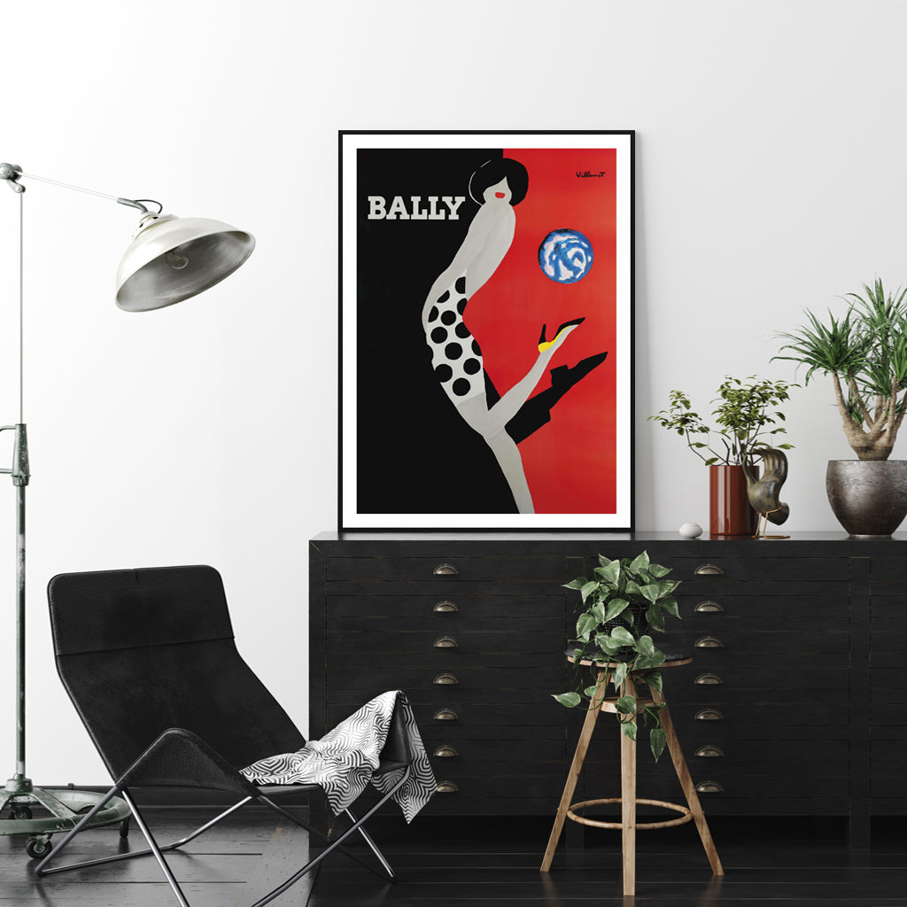 50cmx70cm Fashion Bally Black Frame Canvas Wall Art showcasing a modern design with a black frame, perfect for home decor.