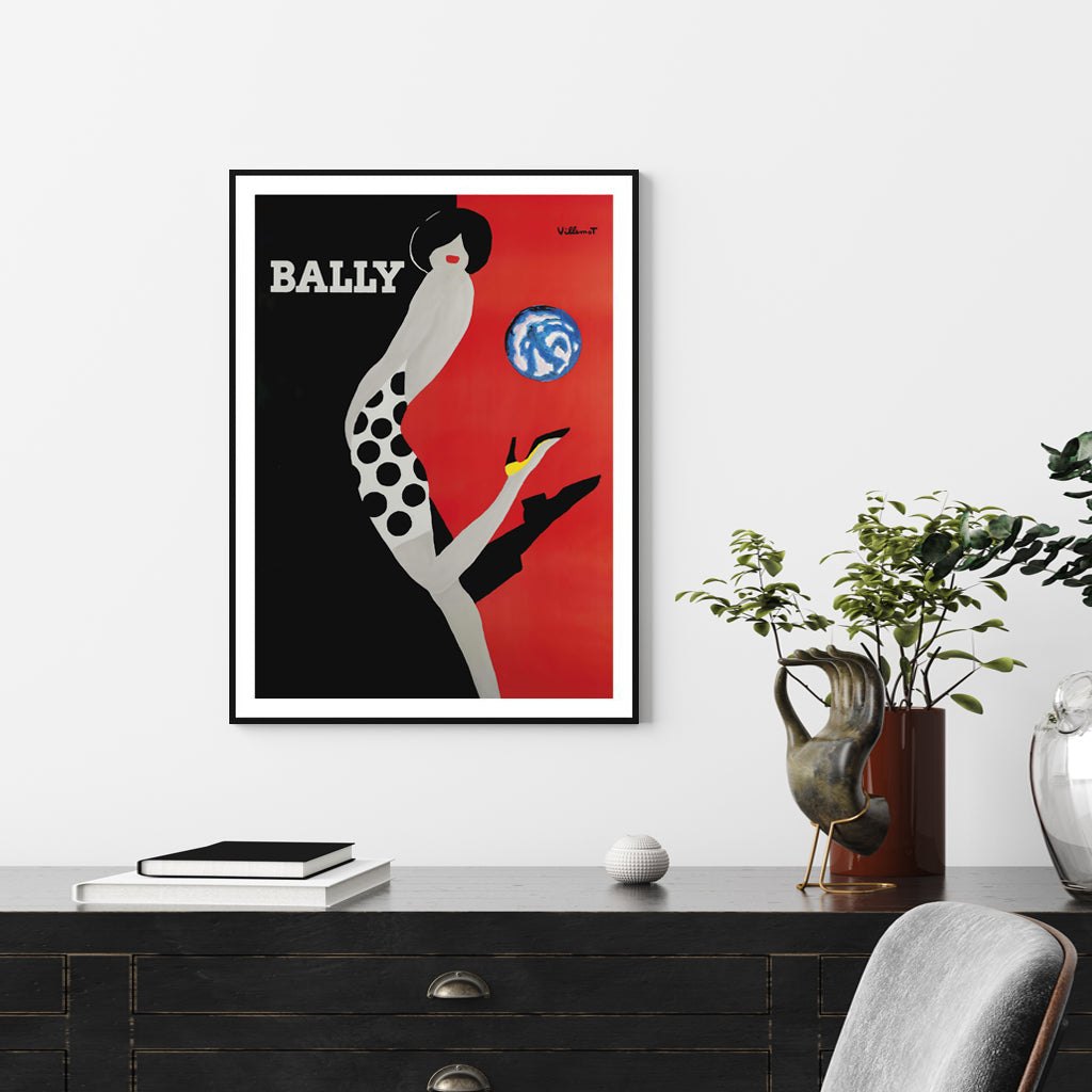 50cmx70cm Fashion Bally Black Frame Canvas Wall Art showcasing a modern design with a black frame, perfect for home decor.