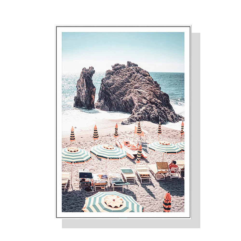 50cmx70cm landscape art print in a white frame, showcasing vibrant colors and a floating effect.