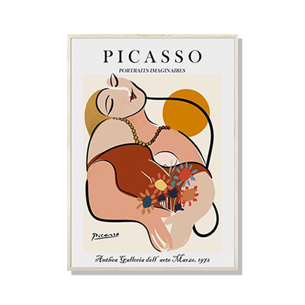 50cmx70cm Le Reve by Pablo Picasso canvas wall art in a wooden frame, showcasing vibrant colors and intricate details.