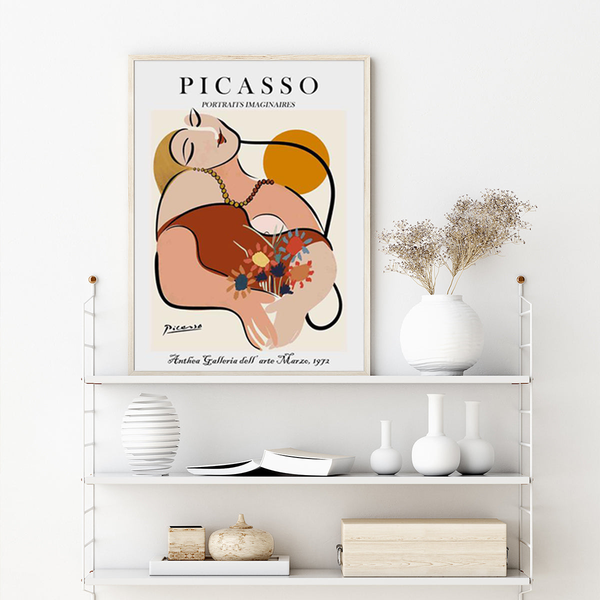 50cmx70cm Le Reve by Pablo Picasso canvas wall art in a wooden frame, showcasing vibrant colors and intricate details.