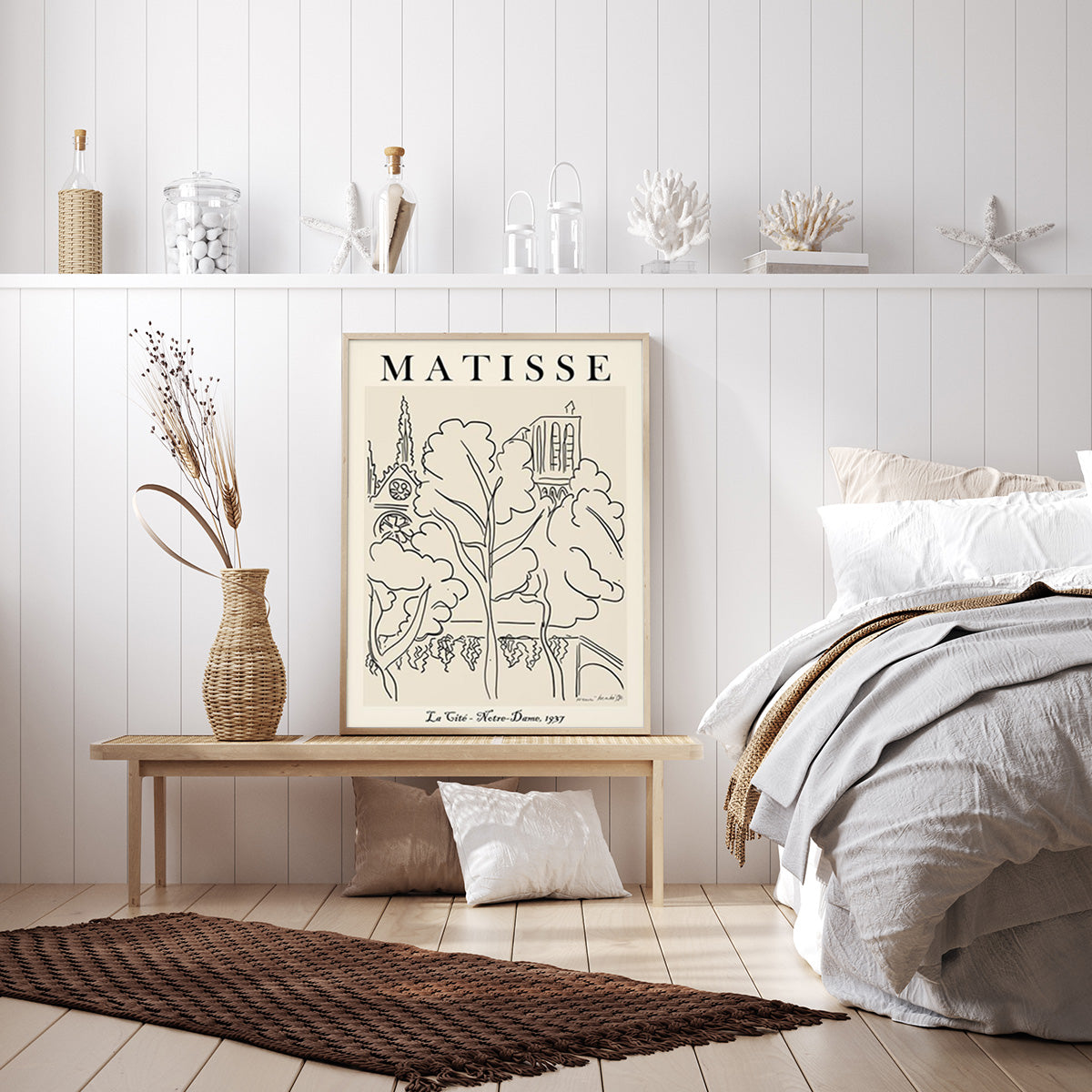 50cmx70cm Line Art by Henri Matisse, framed canvas wall art showcasing elegant line drawings in a stylish floating frame.