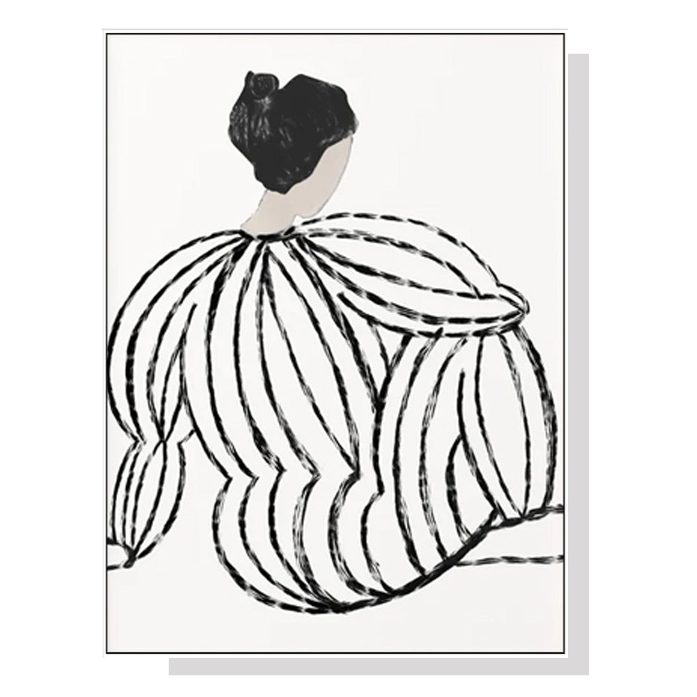 50cmx70cm Modern Lady Canvas Wall Art in a white floating frame, showcasing elegant design and premium quality.