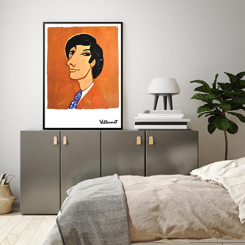 50cmx70cm Villemot 1971 Black Frame Canvas Wall Art showcasing a modern design with a black frame, perfect for home decor.