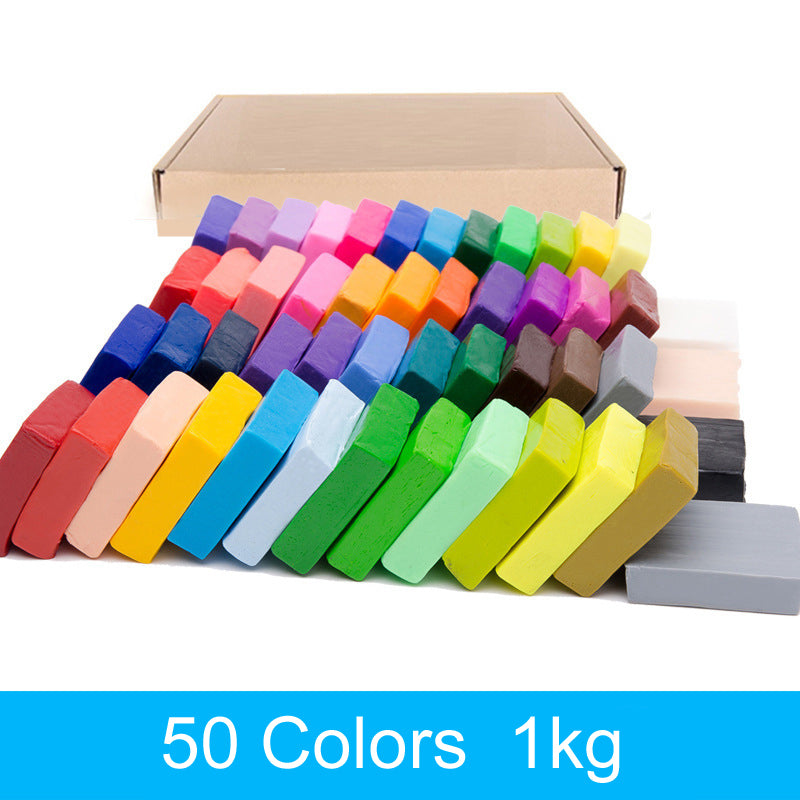 A colorful assortment of 50 polymer clay blocks in various shades, ideal for crafting and modeling projects.